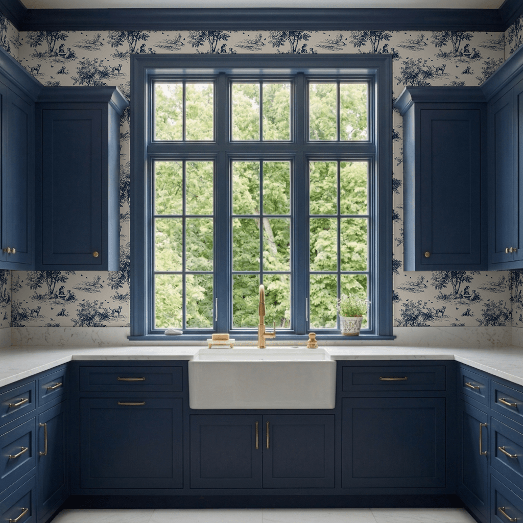 Papel tapiz Perros y árboles de estilo toile
