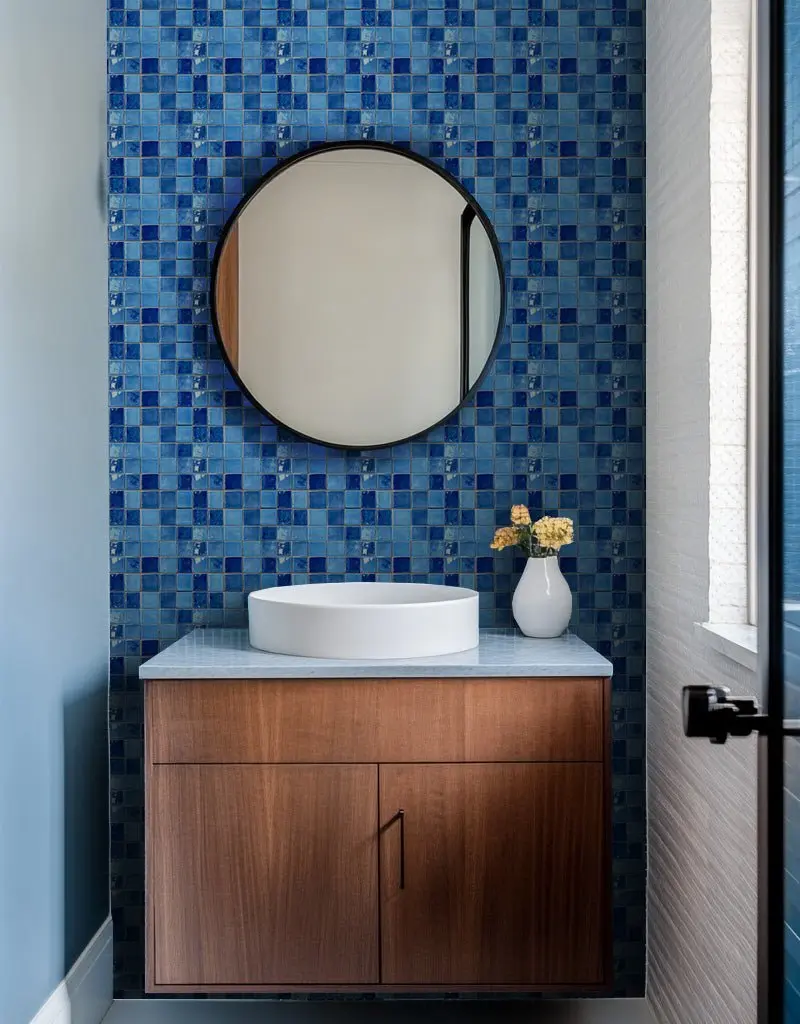 Papel tapiz Mosaico azul de efecto azulejo
