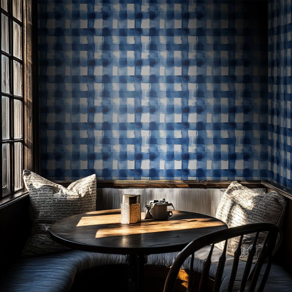 Papel tapiz Cuadrícula azul de acuarela