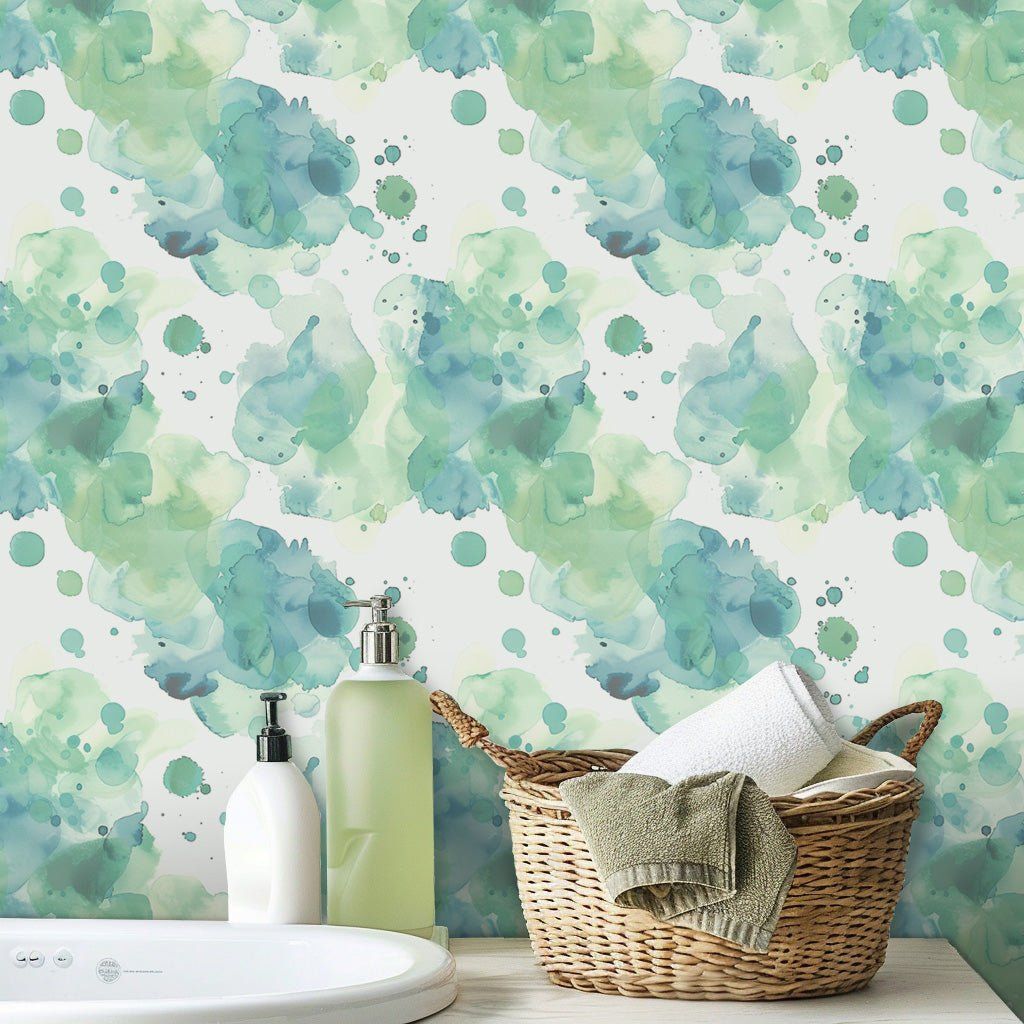 Papel tapiz Puntos suaves azules y menta