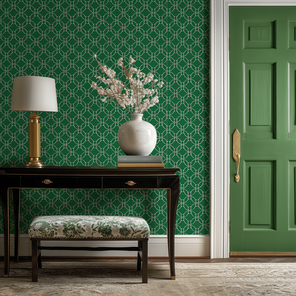Papel tapiz Óvalos enlazados sobre verde