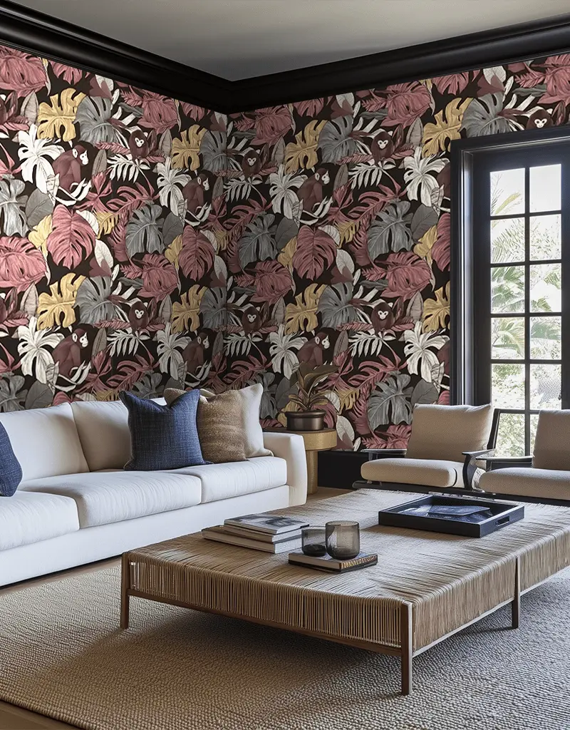Papel tapiz Monos y selva de tonos suaves