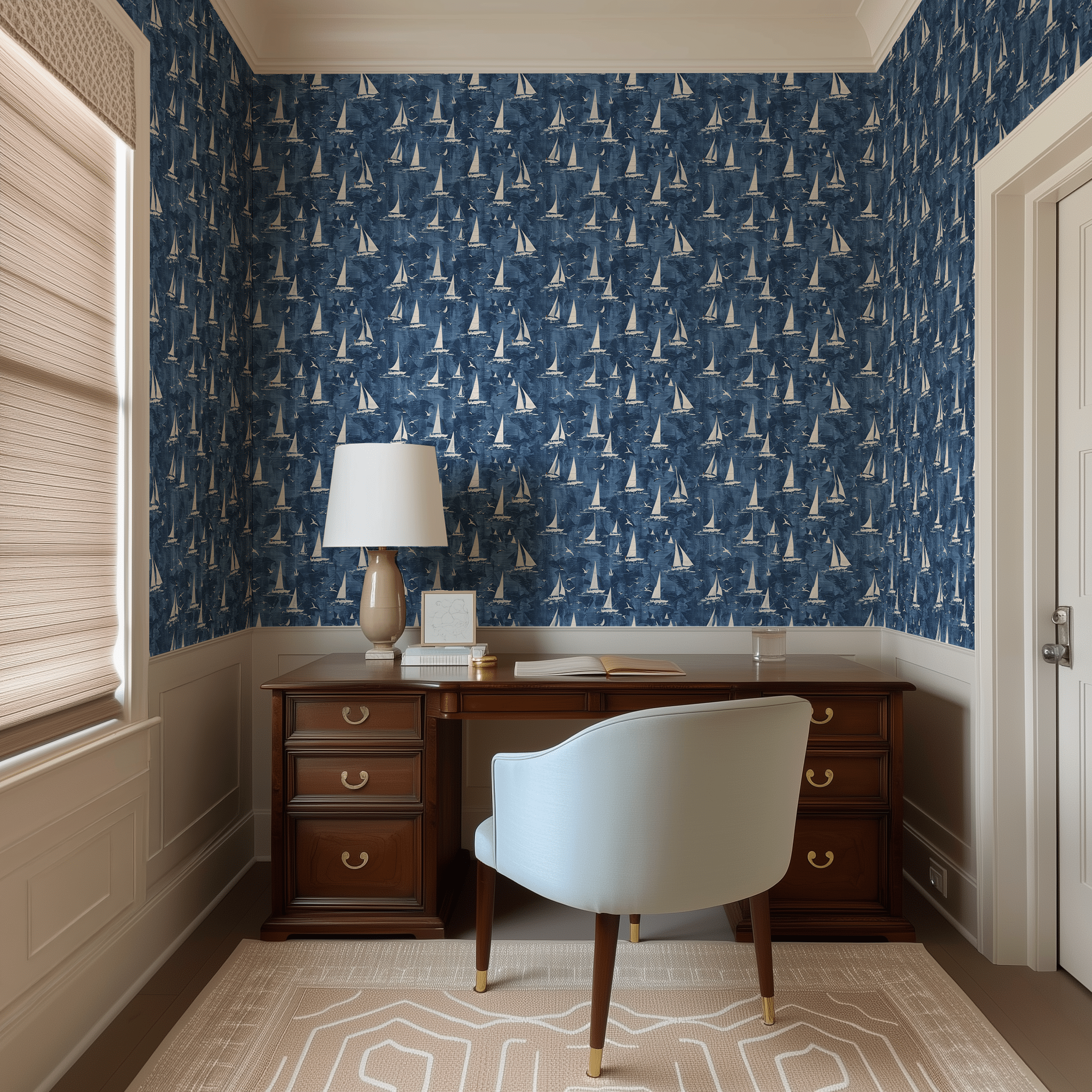 Papel tapiz Veleros blancos sobre azul