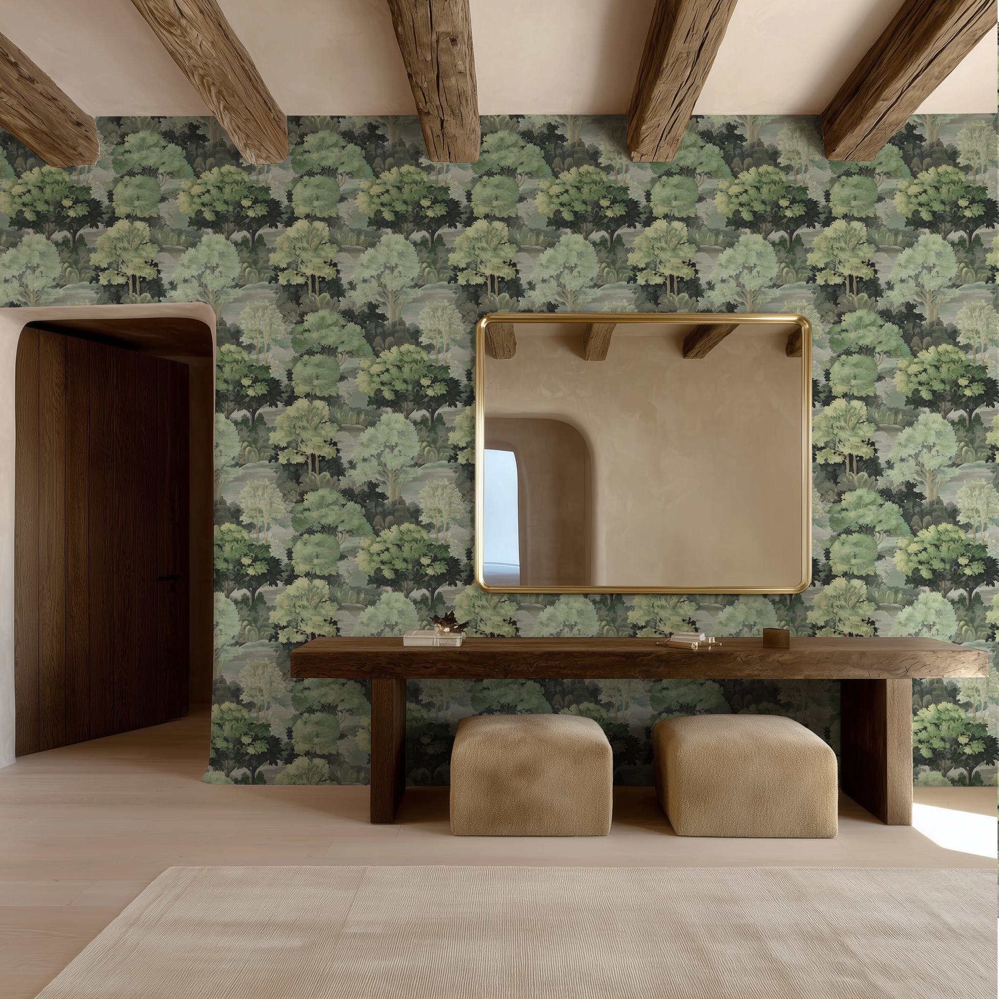 Papel tapiz Bosque verde de paisaje clásico