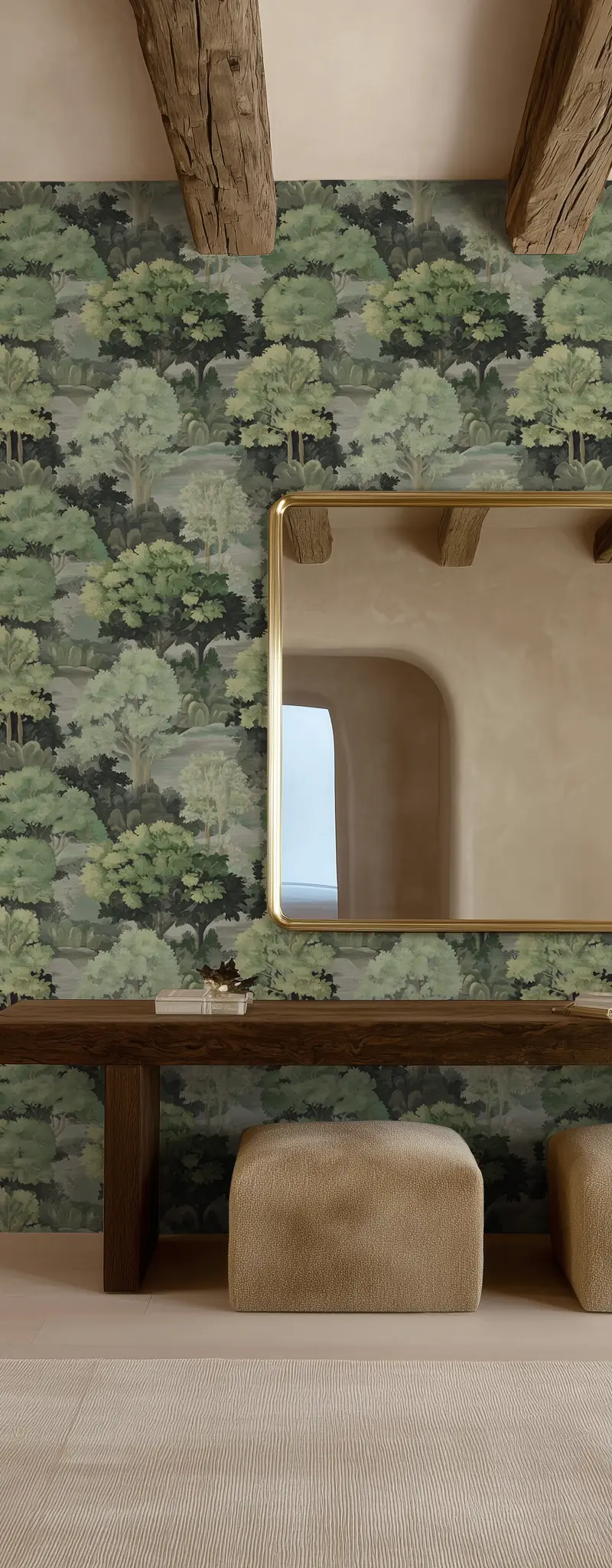 Papel tapiz Bosque verde de paisaje clásico
