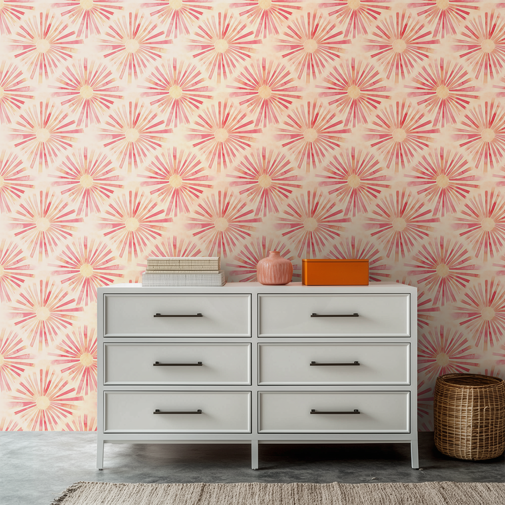 Papel tapiz Soles rosa de inspiración retro