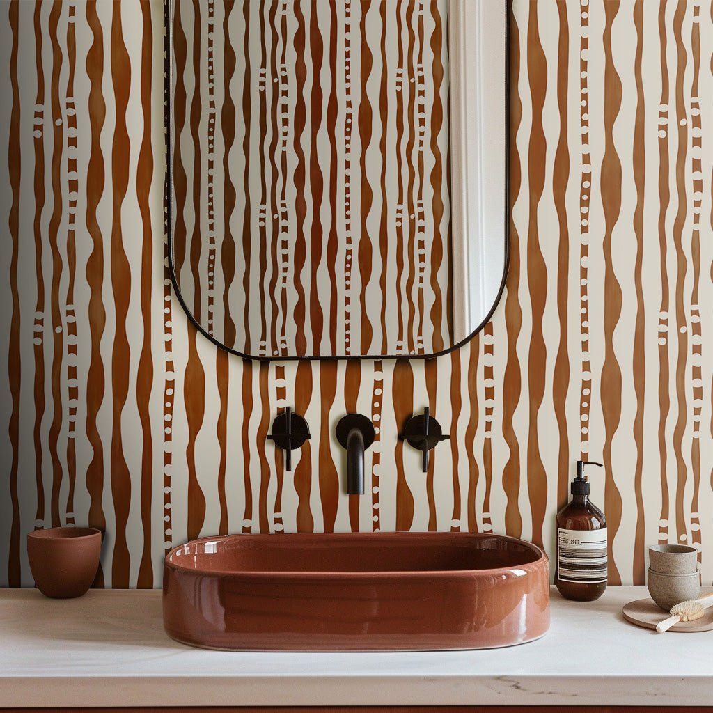 Papel tapiz Rayas orgánicas terracota