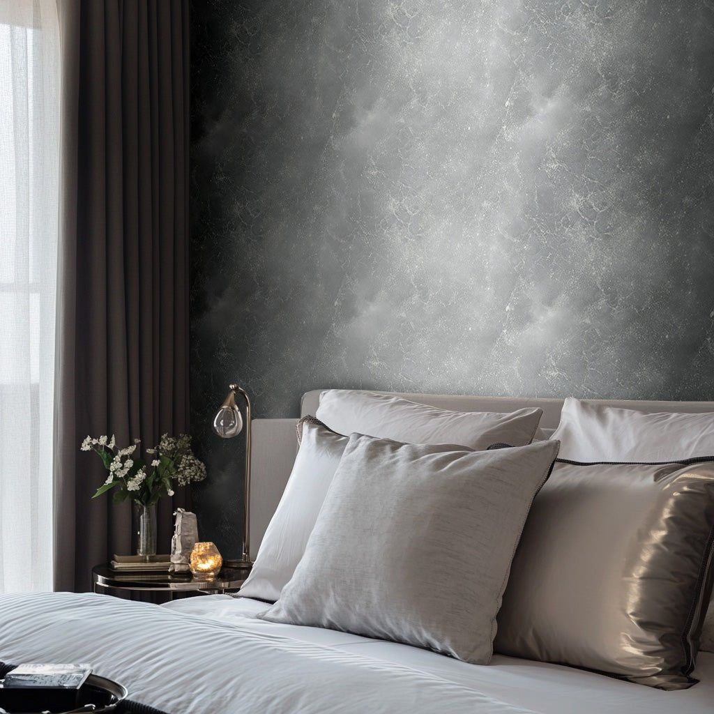 Papel tapiz Efecto mineral gris perla