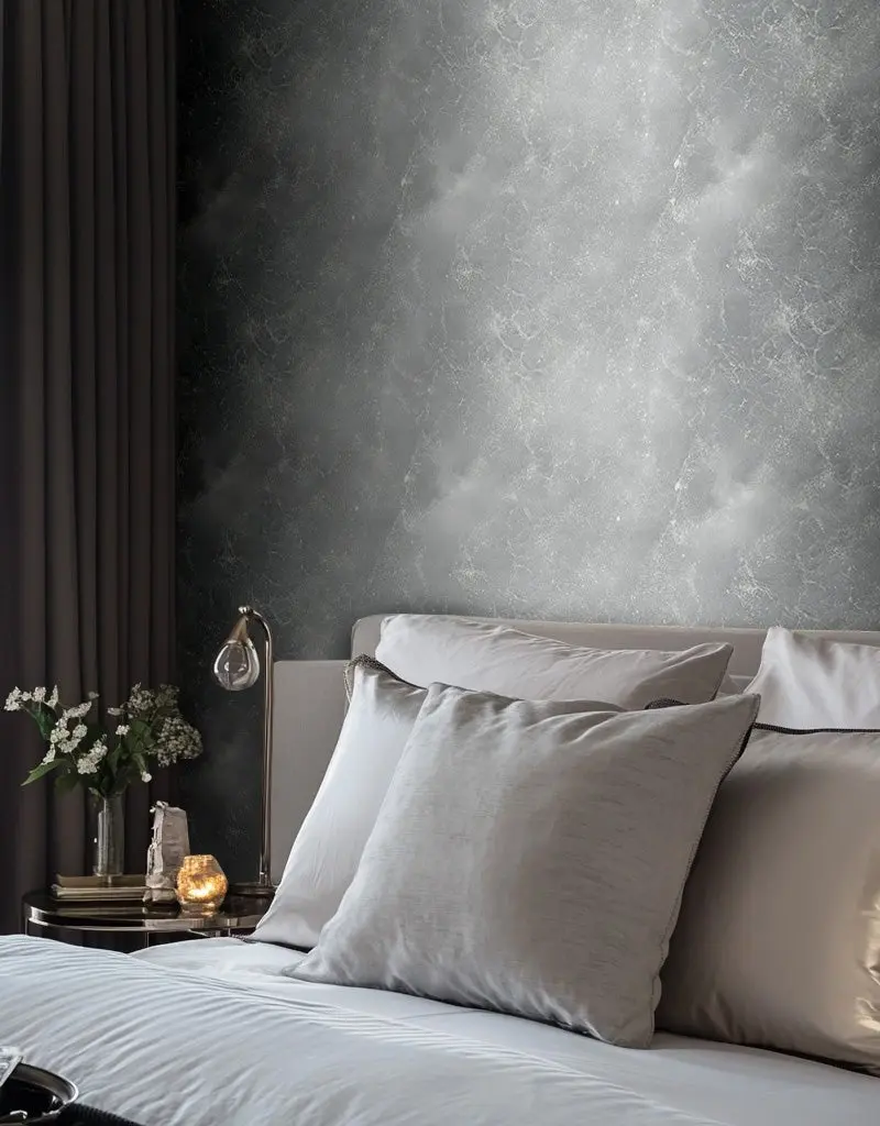 Papel tapiz Efecto mineral gris perla