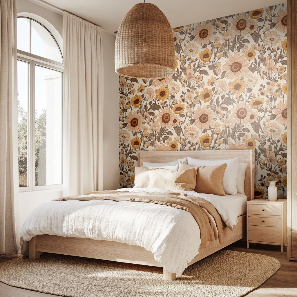 Papel tapiz Flores cálidas estilo pradera