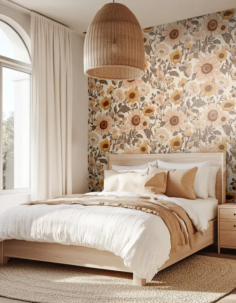 Papel tapiz Flores cálidas estilo pradera