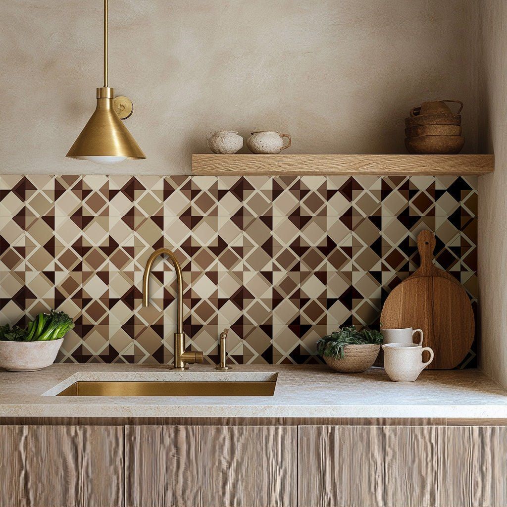 Papel tapiz Rombos geométricos tonos tierra