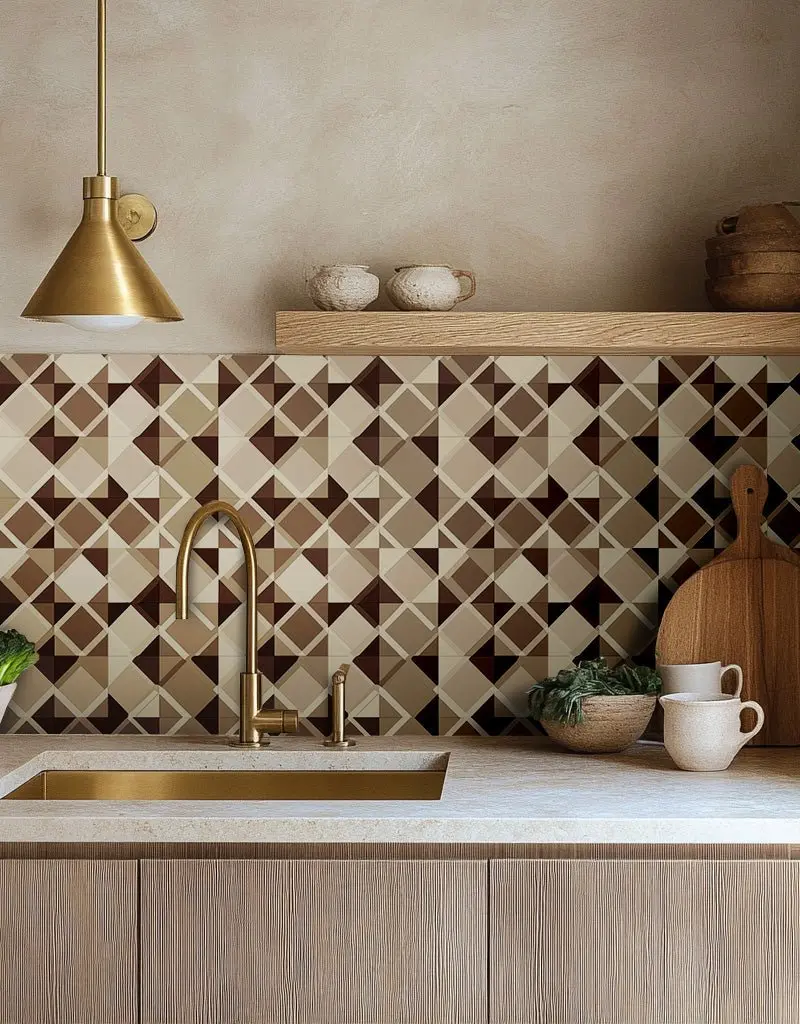 Papel tapiz Rombos geométricos tonos tierra