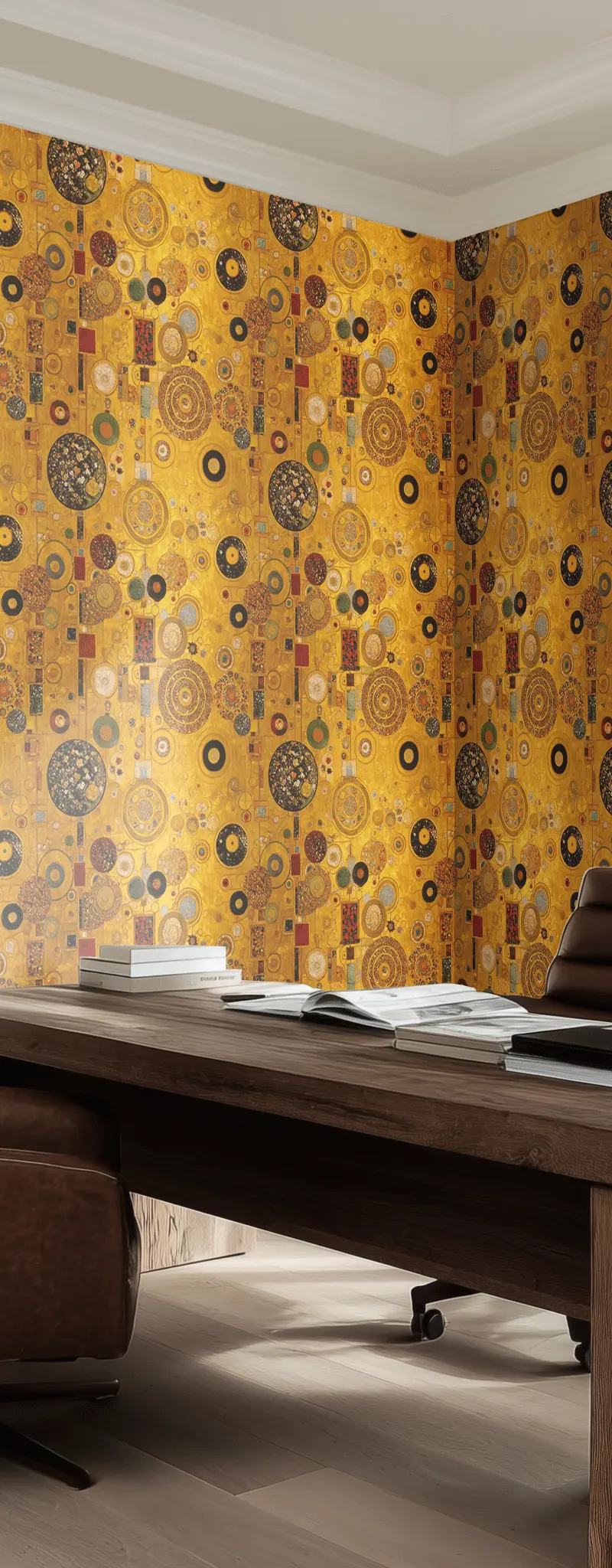 Papel tapiz Círculos artísticos tonos oro
