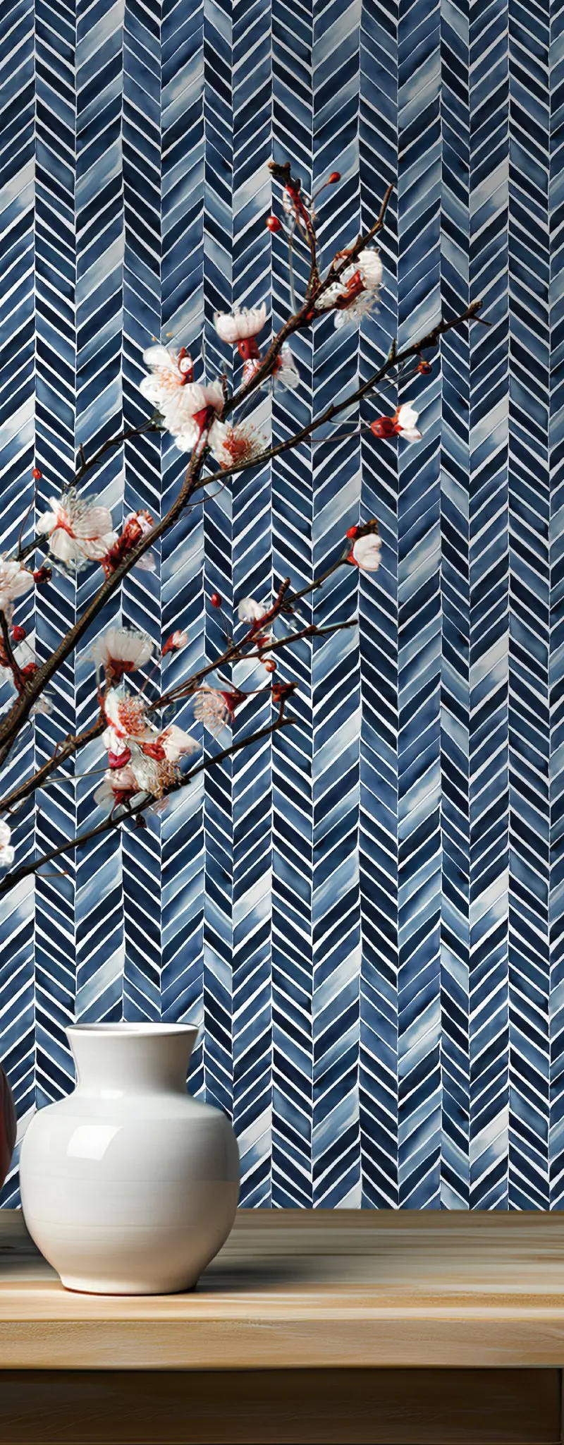 Papel tapiz Espigas gráficas azul profundo