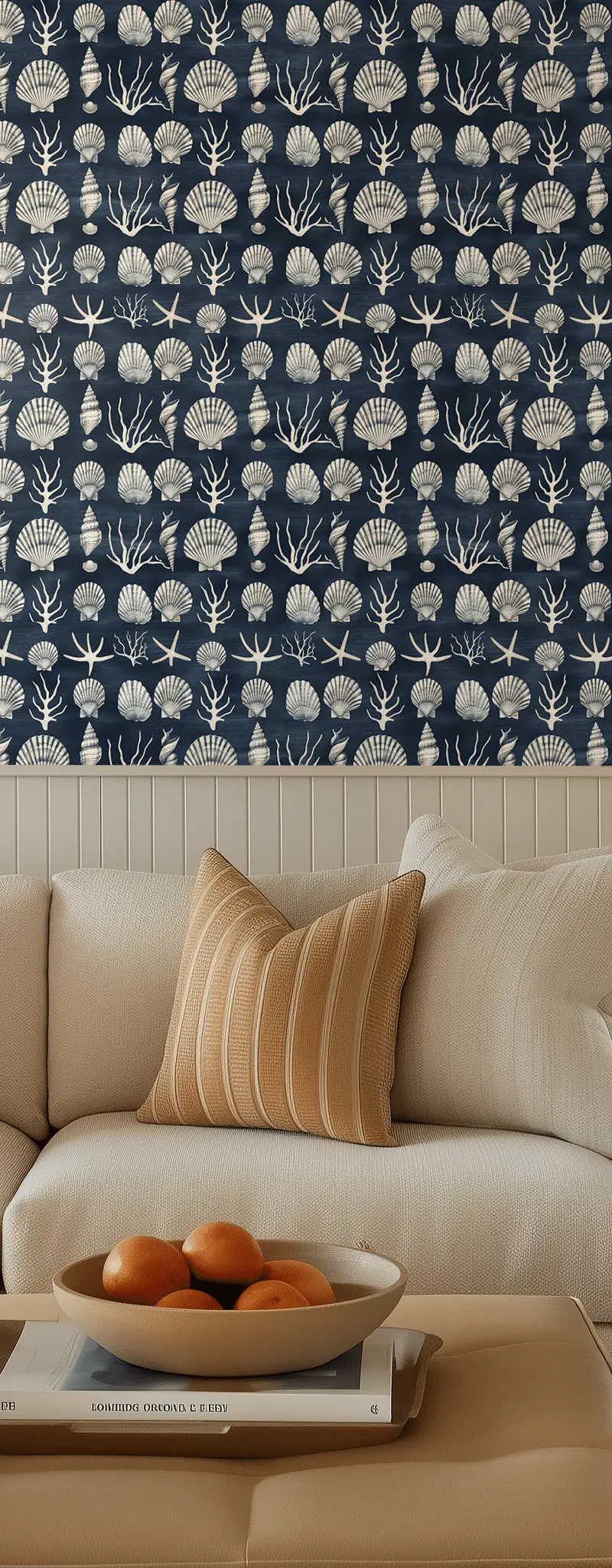 Papel tapiz Conchas marinas sobre azul