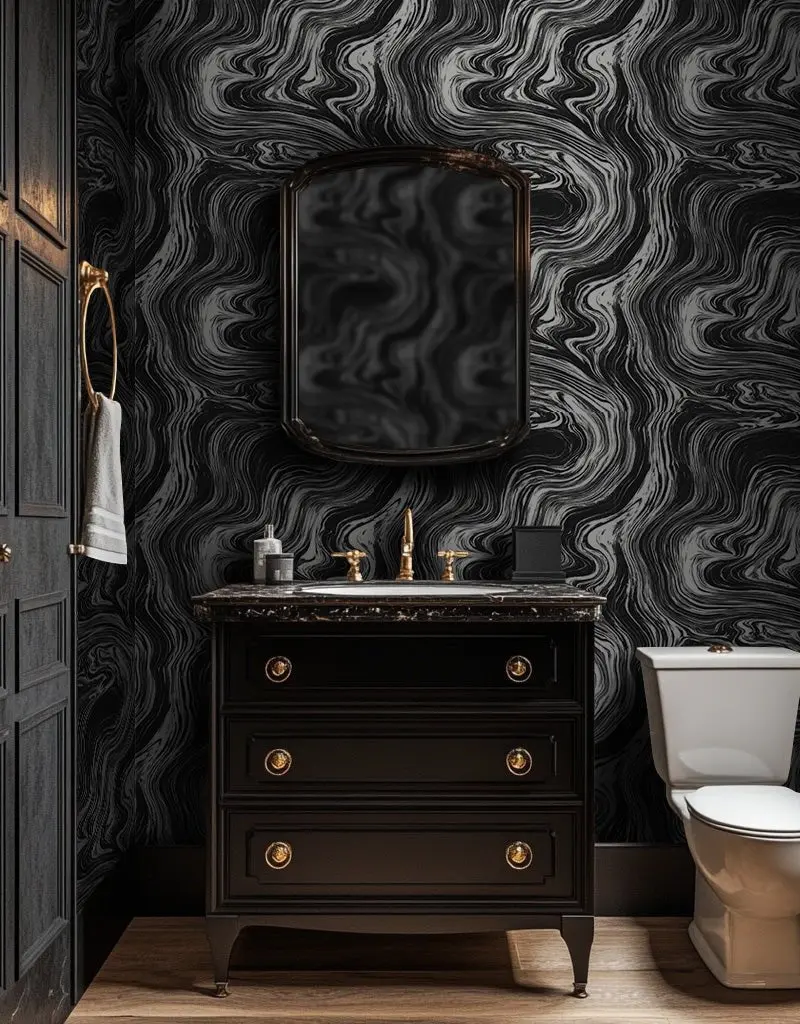 Papel tapiz Ondas fluidas blanco y negro