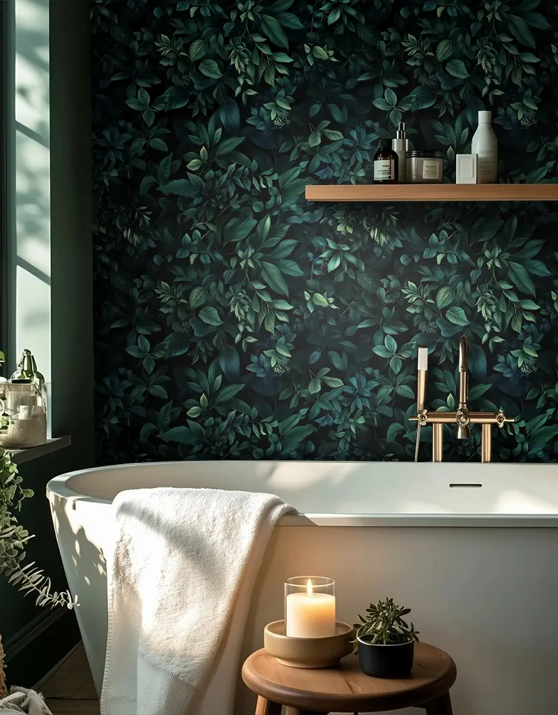 Papel tapiz Follaje verde sobre noche