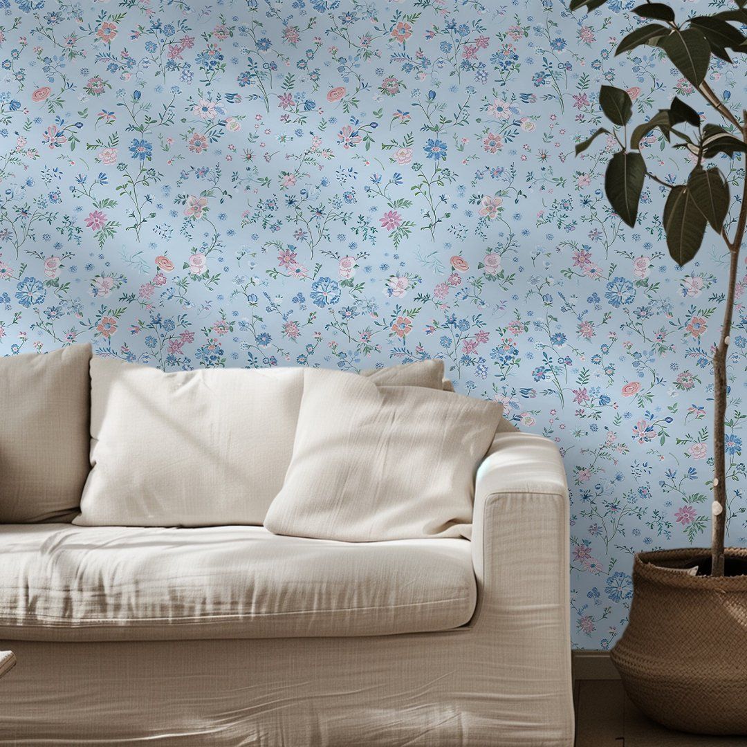Papel tapiz Flores celestes Violet