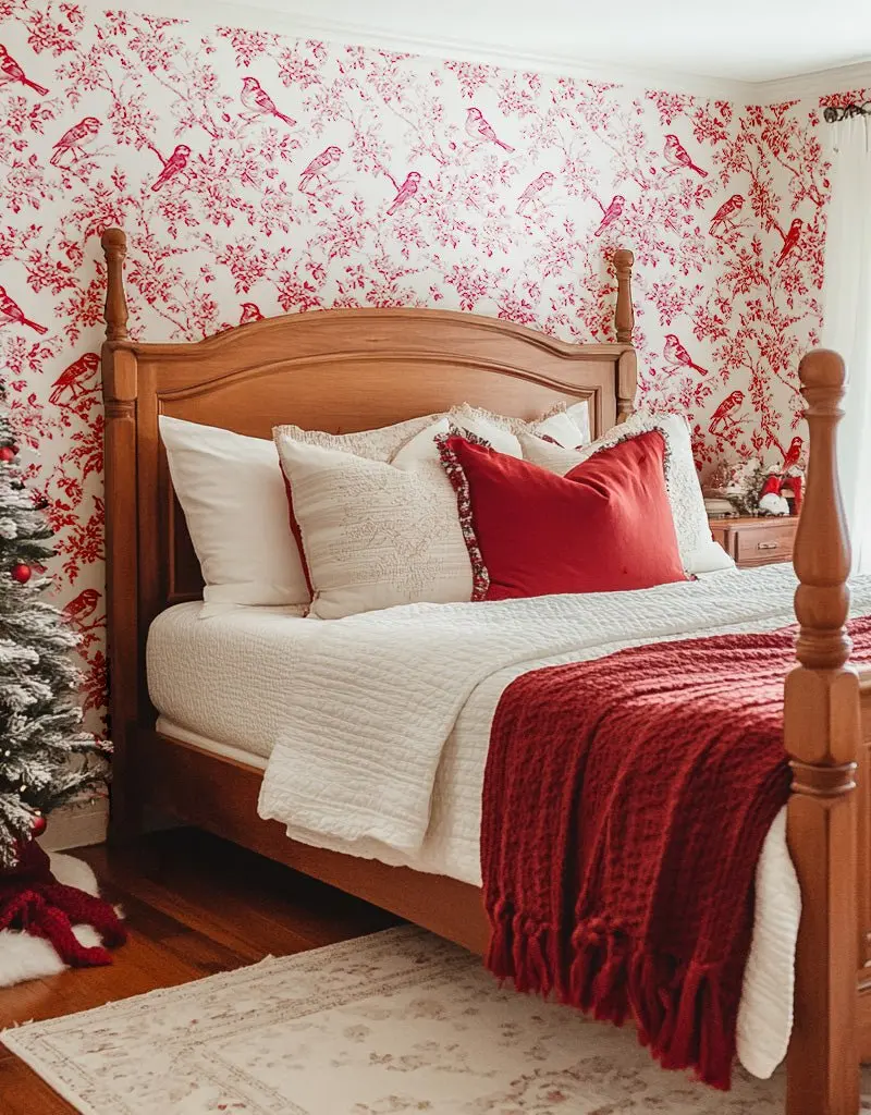 Papel tapiz Aves rojas vintage