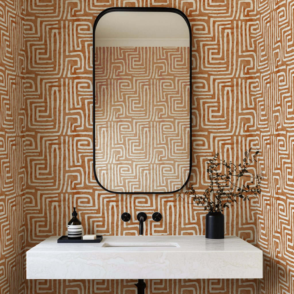 Papel tapiz Laberinto terracota Wanderline