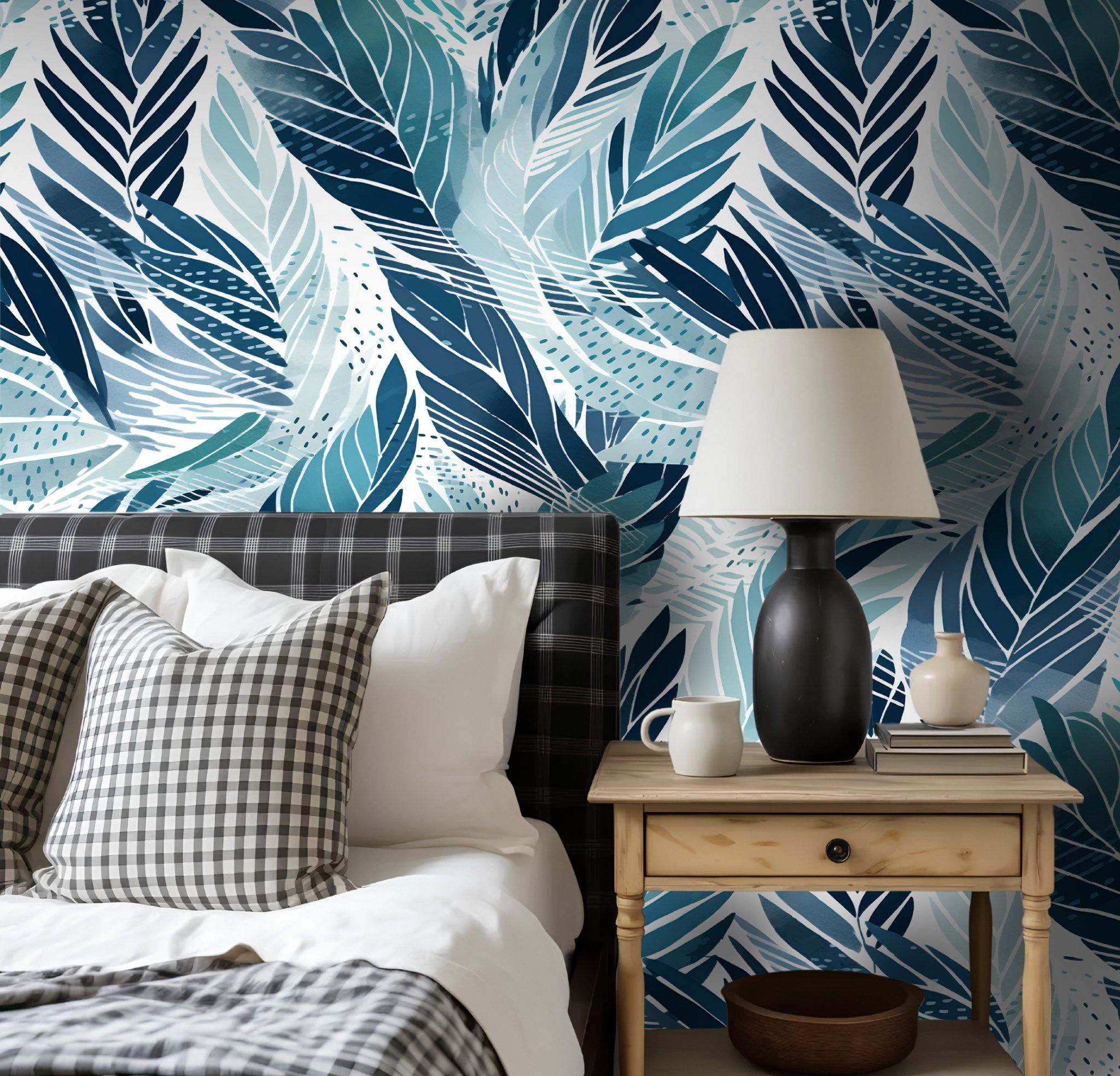 Papel tapiz Hojas azules Walker