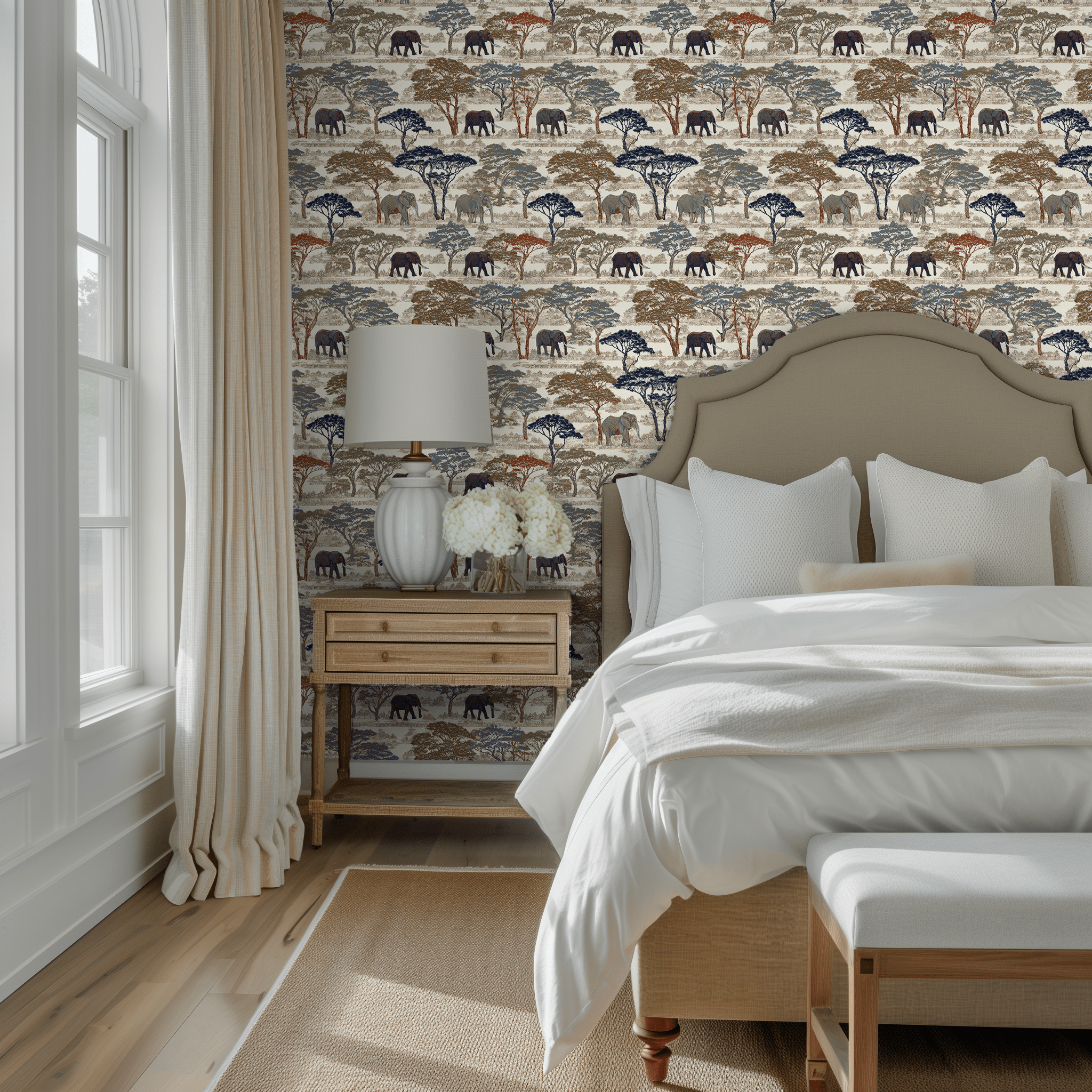 Papel tapiz Elefantes y acacias Wilder