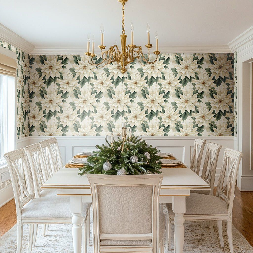 Papel tapiz Flores marfil Winter Bloom