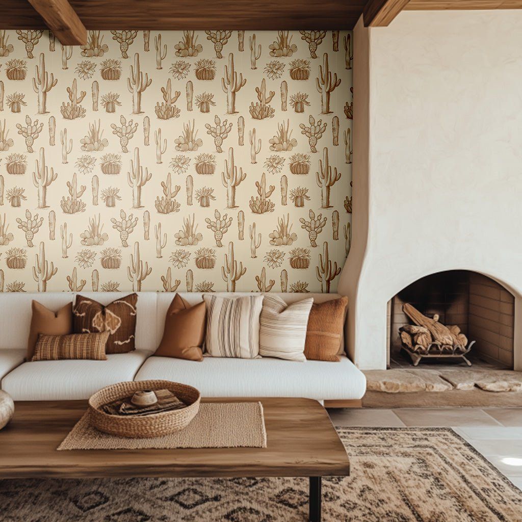 Papel tapiz Cactus sepia Wyatt