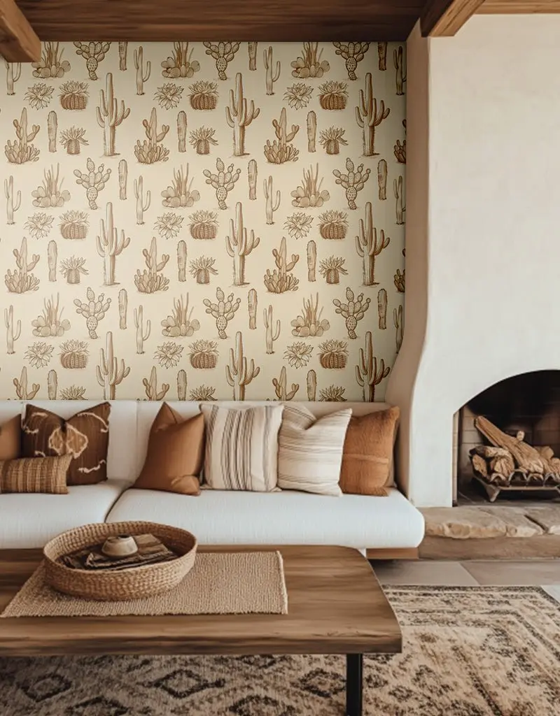Papel tapiz Cactus sepia Wyatt