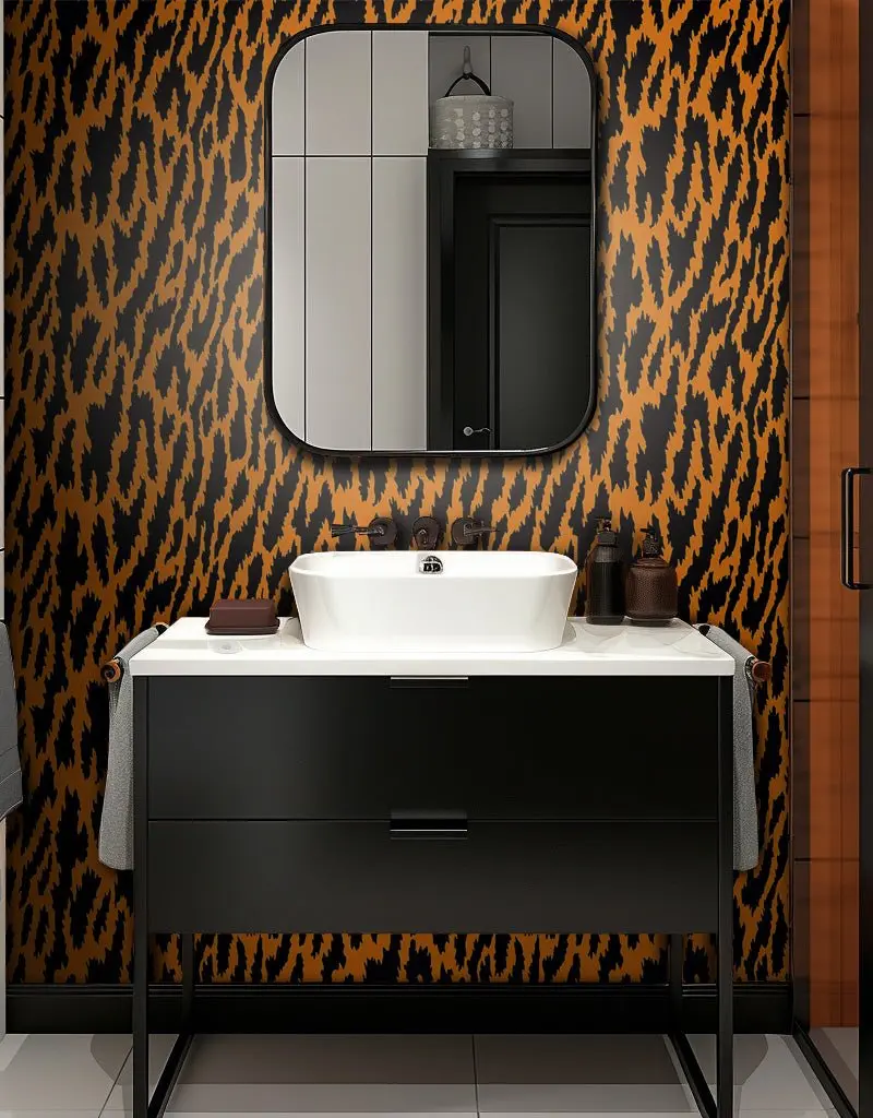 Papel tapiz Rayas felinas naranja Xara