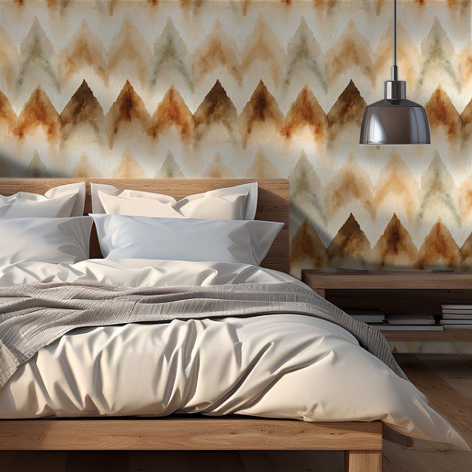 Papel tapiz Zigzag acuarela cálida Zara
