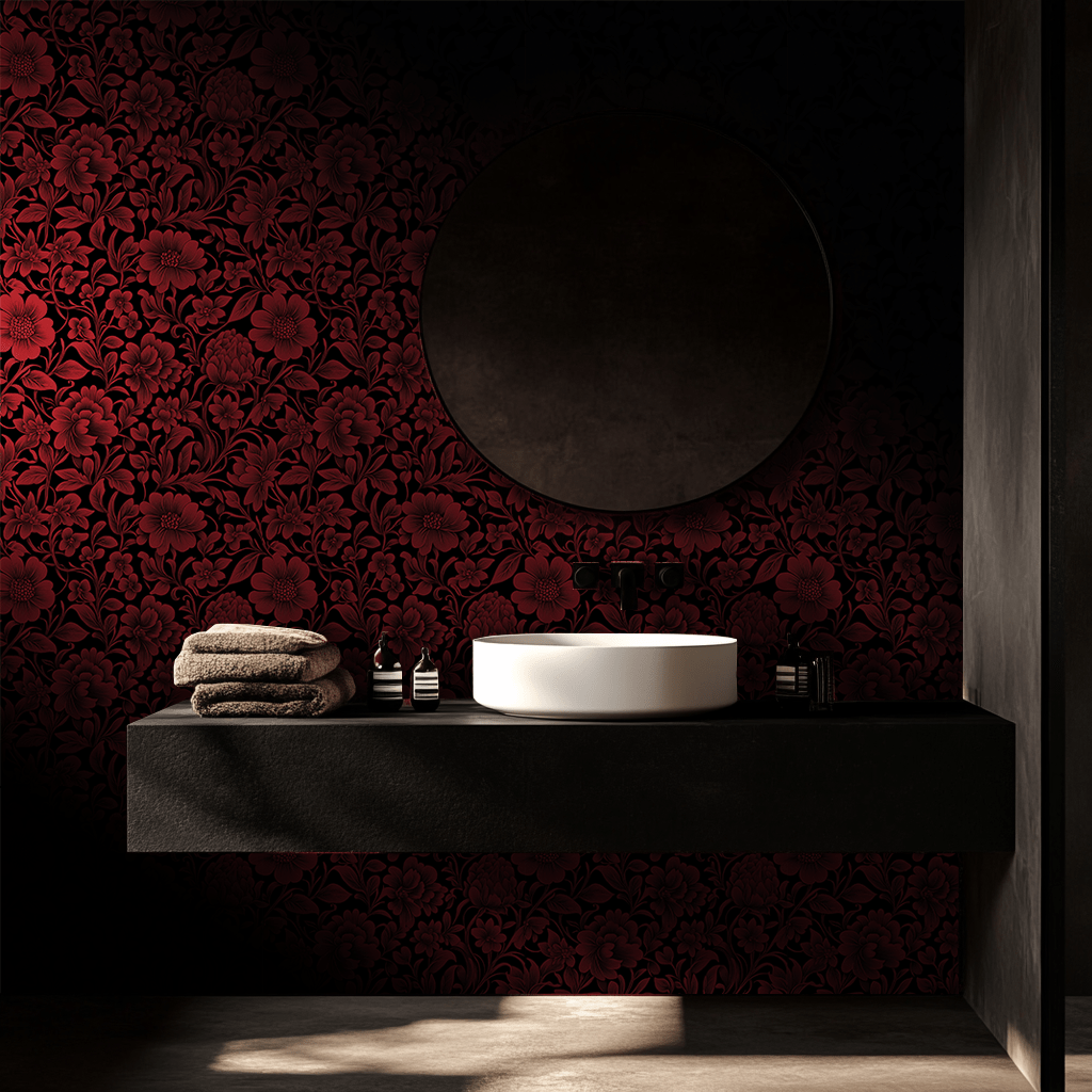 Papel tapiz Flores borgoña Zinfandel