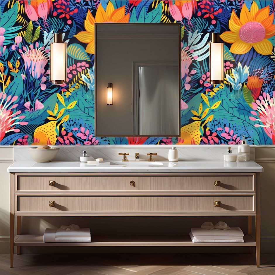 Papel tapiz Flores vibrantes Zuri