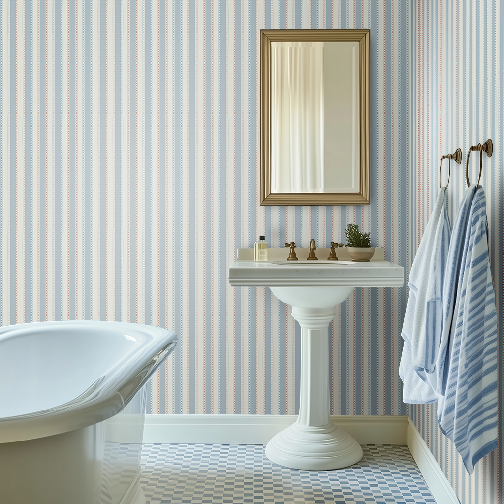 Papel tapiz Rayas azul suave con detalles