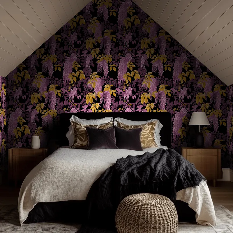 Papel tapiz Glicinas lilas Wisteria