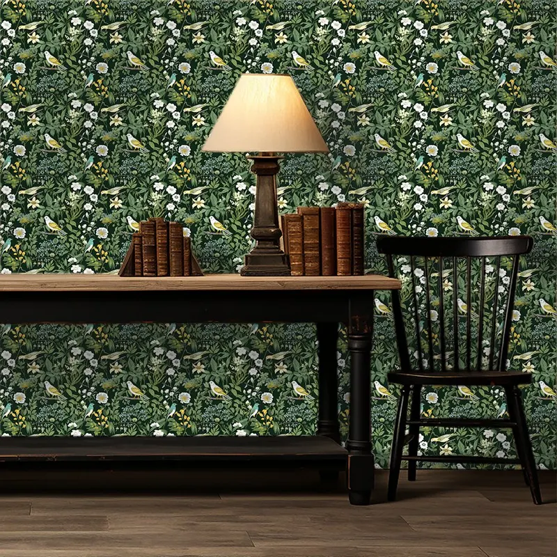 Papel tapiz Aves y Flores del Bosque