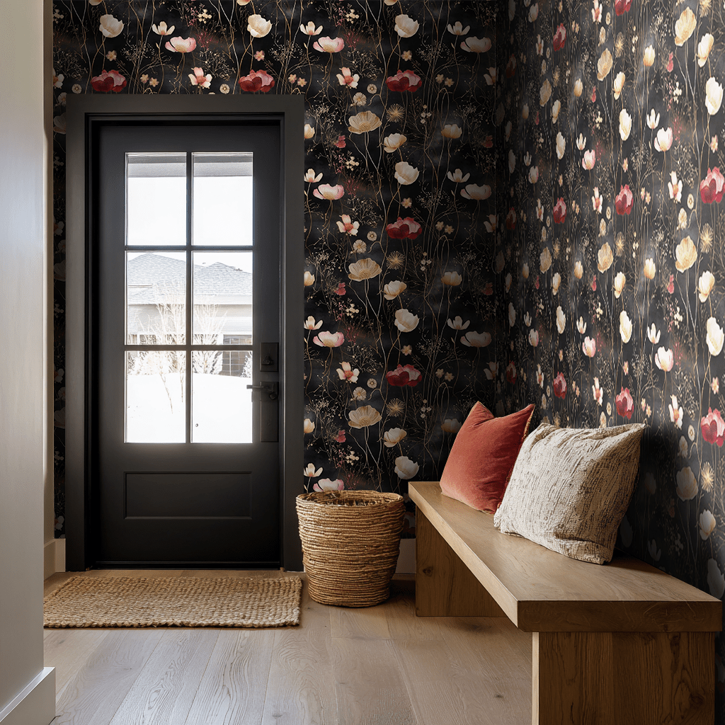 Papel tapiz Flores delicadas sobre noche
