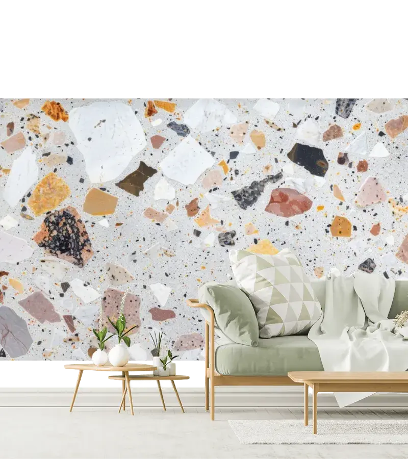 Mural Terrazzo Retro Chic para decoración de paredes en vinil arquitectónico