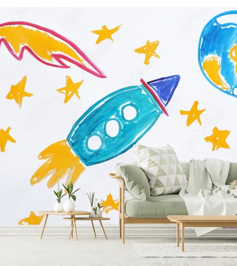 Fotomural Mural Espacial Infantil Cielo de Aventuras en Vinil o Papel Tapiz
