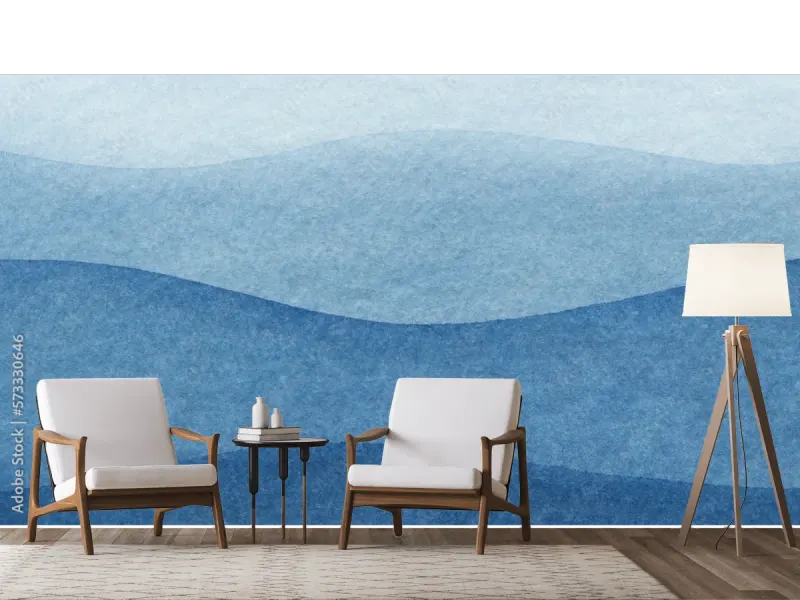 Mural Ondas de Azul Sereno para Pared – Fotomural Decorativo en Vinil o Papel Tapiz