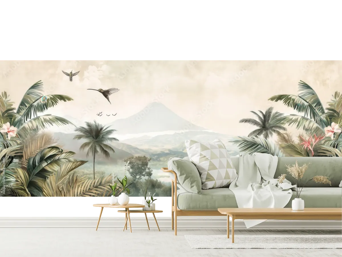 Mural Modelo Edén Tropical – Fotomural de Montaña para decoración mural personalizada