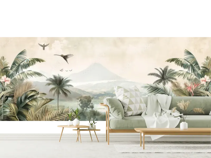 Mural Modelo Edén Tropical – Fotomural de Montaña para decoración mural personalizada