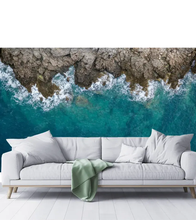 Mural Costa Turquesa para Sala o Recámara - Fotomural Vinil o Papel Tapiz