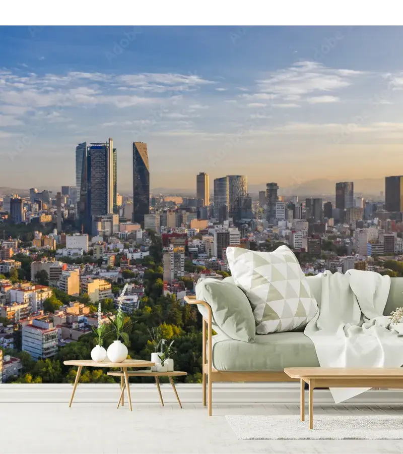 Mural Ciudad Renaciente con Bosque – Fotomural en Vinil o Papel Tapiz