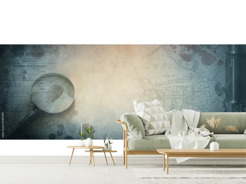 Mural Detective Clásico Vintage para Pared Sala o Estudio - Vinil, Papel Tapiz o Superficies Rugosas
