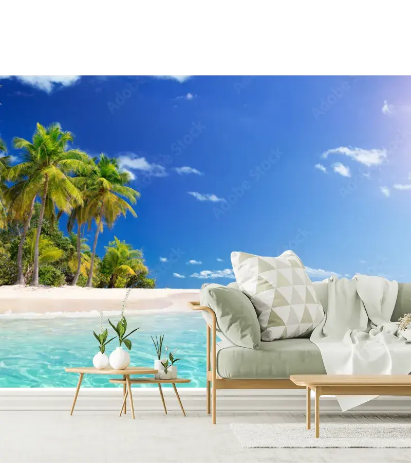 Mural Isla Paraíso Tropical personalizado vinil/papel tapiz decorativo