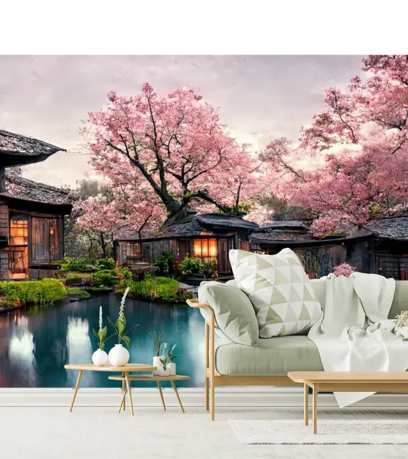 Fotomural Modelo Sakura Soñada para Decoración de Sala - Personalizable