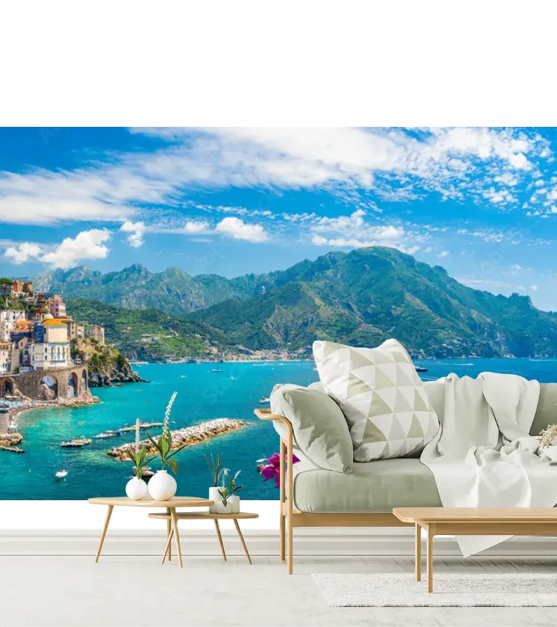 Mural Costa Azul Amalfi – Fotomural Decorativo Vinil, Tapiz Liso o Texturizado