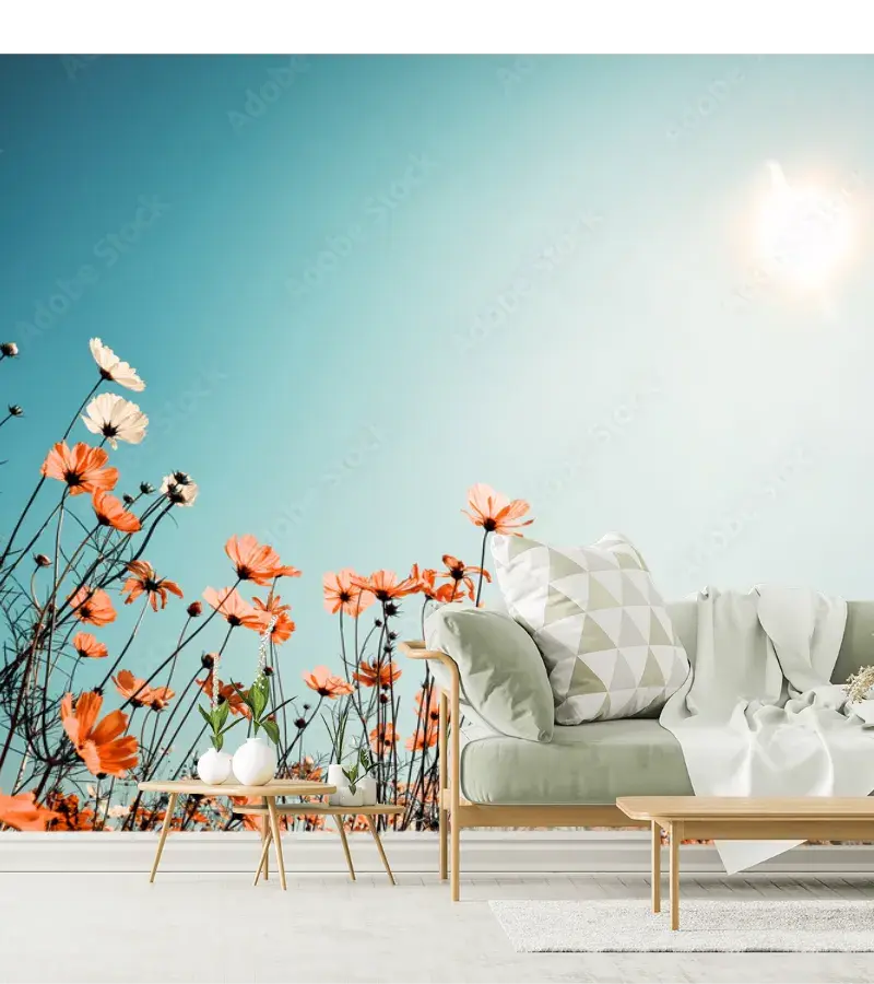 Mural Amanecer Floral en Vinil o Tapiz
